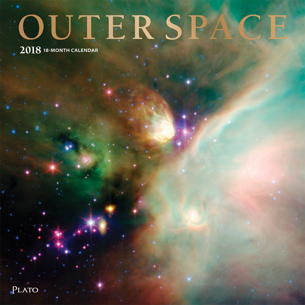 Outer Space 2018 Square Wall Calendar Front Cover - Plato Calendars All Rights Reserved