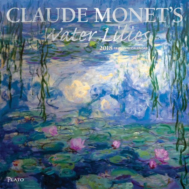 Claude Monet's Water Lilies 2018 Square Wall Calendar Front Cover - Plato Calendars All Rights Reserved