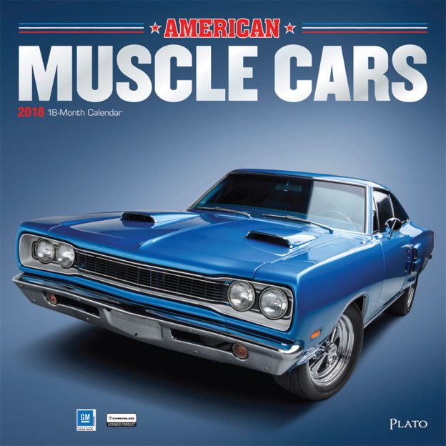 Muscle Cars 2018 Square Wall Calendar Front Cover - Plato Calendars All Rights Reserved
