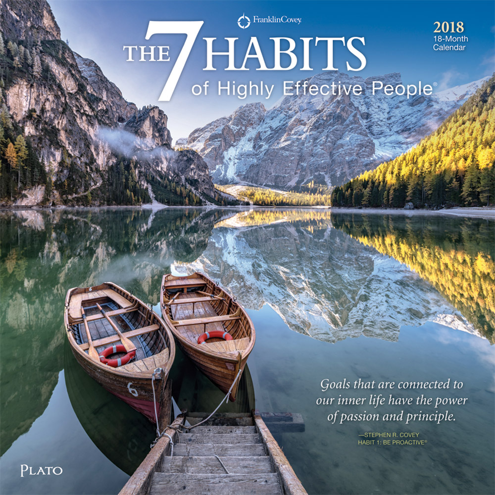 7 (Seven) Habits of Highly Effective People by Stephen R. Covey‎ 2018 Square Wall Calendar Front Cover - Plato Calendars All Rights Reserved