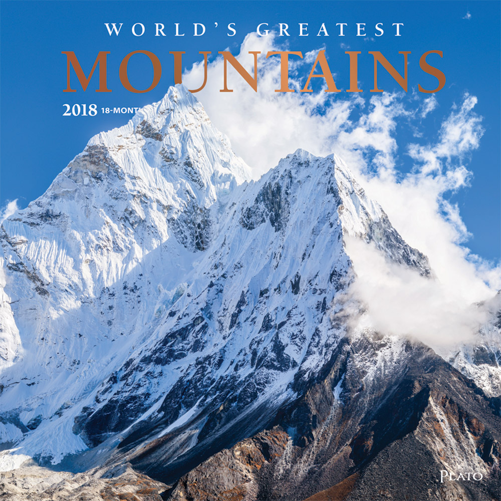World's Greatest Mountains 2018 Square Wall Calendar Front Cover - Plato Calendars All Rights Reserved