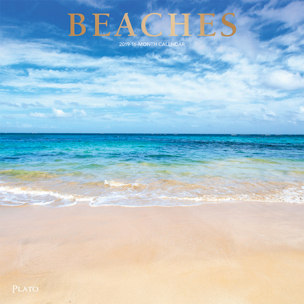 Beaches 2019 12 x 12 Inch Monthly Square Wall Calendar with Foil Stamped Cover by Plato, Travel Nature Tropical