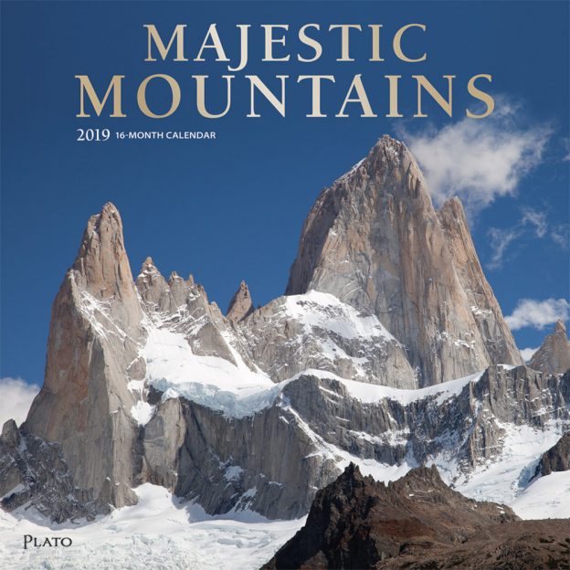 Majestic Mountains 2019 12 x 12 Inch Monthly Square Wall Calendar with Foil Stamped Cover by Plato, Scenic Nature Photography