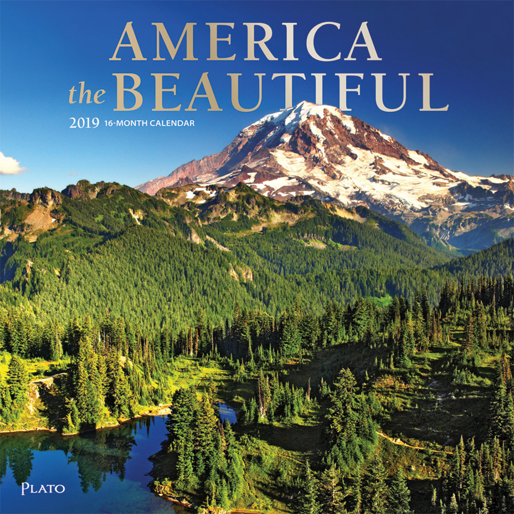 America the Beautiful 2019 12 x 12 Inch Monthly Square Wall Calendar with Foil Stamped Cover by Plato, USA United States Scenic Nature