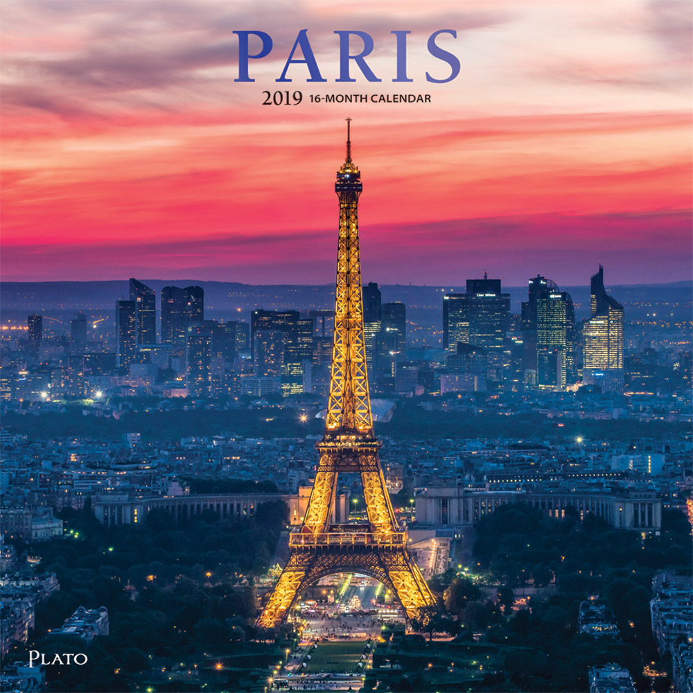 Paris 2019 12 x 12 Inch Monthly Square Wall Calendar with Foil Stamped Cover by Plato, Scenic Travel Europe France