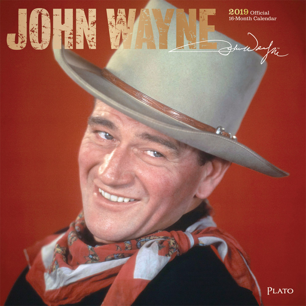 John Wayne 2019 12 x 12 Inch Monthly Square Wall Calendar with Foil Stamped Cover by Plato, USA American Actor Celebrity Country