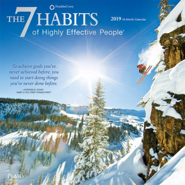 The 7 Habits of Highly Effective People 2019 12 x 12 Inch Monthly Square Wall Calendar with Foil Stamped Cover by Plato, Self Help Improvement