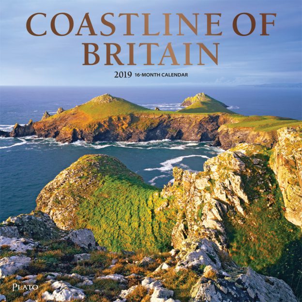 Coastline of Britain 2019 12 x 12 Inch Monthly Square Wall Calendar with Foil Stamped Cover by Plato, UK United Kingdom Ocean Sea Scenic Nature