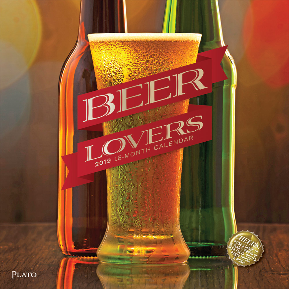 Beer Lovers 2019 12 x 12 Inch Monthly Square Wall Calendar with Foil Stamped Cover by Plato, Alcohol Hops Cerveza Drinking