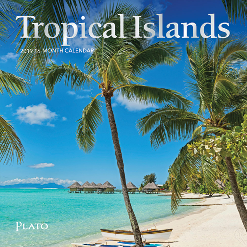 Tropical Islands 2019 7 x 7 Inch Monthly Mini Wall Calendar with Foil Stamped Cover by Plato, Scenic Travel Tropical Photography