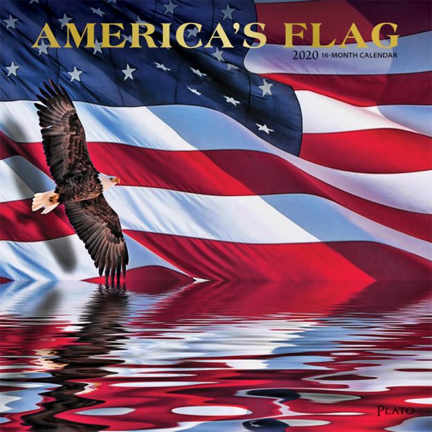 America's Flag 2020 12 x 12 Inch Monthly Square Wall Calendar with Foil Stamped Cover by Plato, USA United States of America