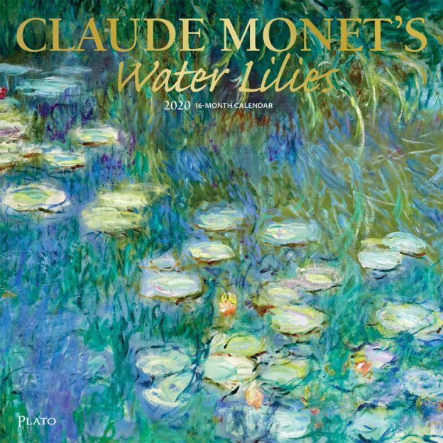 Claude Monet's Water Lilies 2020 12 x 12 Inch Monthly Square Wall Calendar with Foil Stamped Cover by Plato, Impressionism Art Artist Outdoor