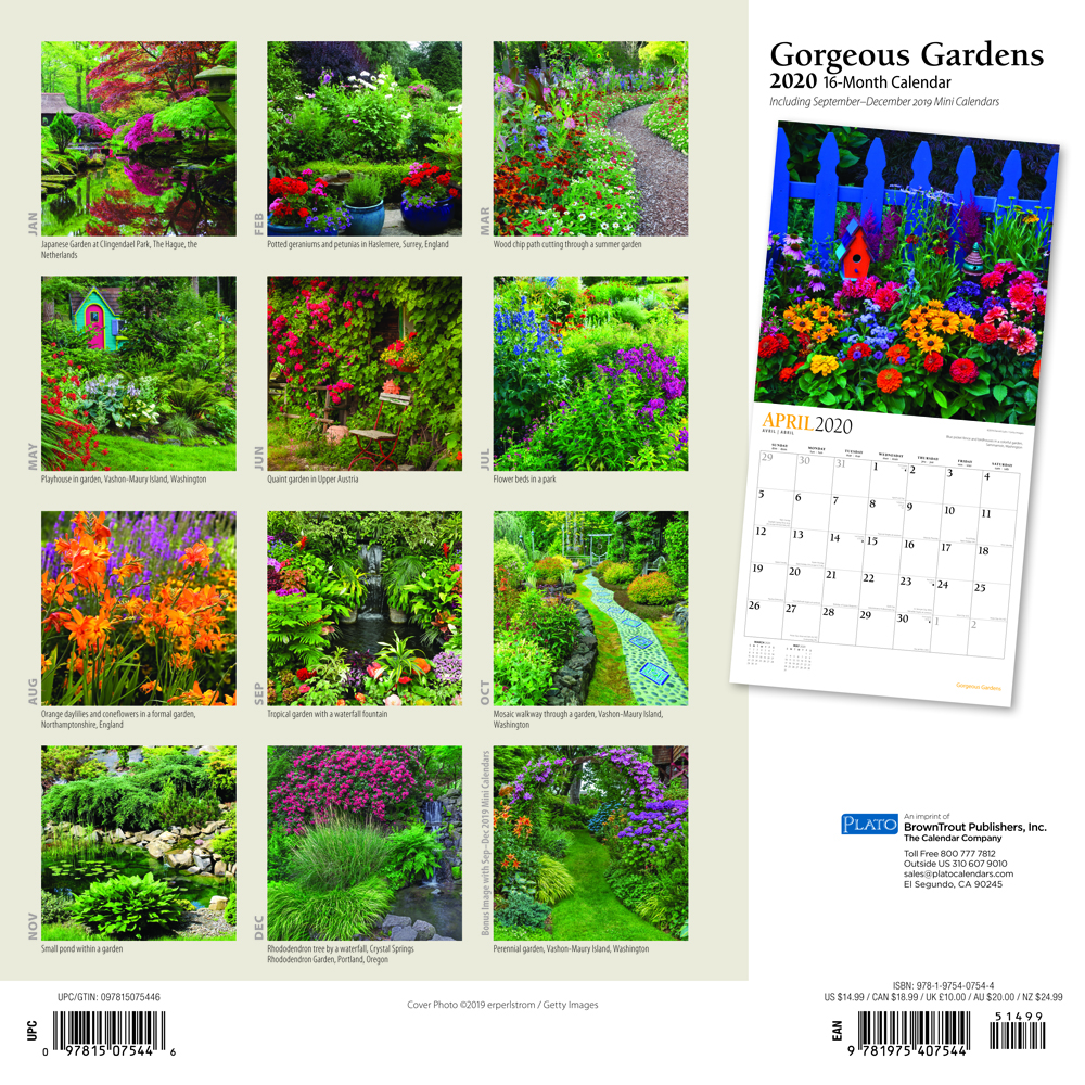 Gorgeous Gardens 2020 Square Wall Calendar by Plato | Plato Calendars