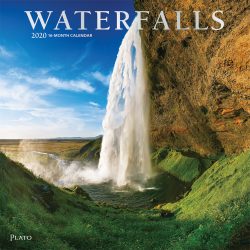 Waterfalls 2020 12 x 12 Inch Monthly Square Wall Calendar with Foil Stamped Cover by Plato, Nature Waterfall