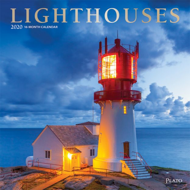 Lighthouses 2020 12 x 12 Inch Monthly Square Wall Calendar with Foil Stamped Cover by Plato, Ocean Sea Coast