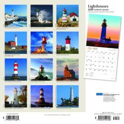 Lighthouses 2020 12 x 12 Inch Monthly Square Wall Calendar with Foil Stamped Cover by Plato, Ocean Sea Coast