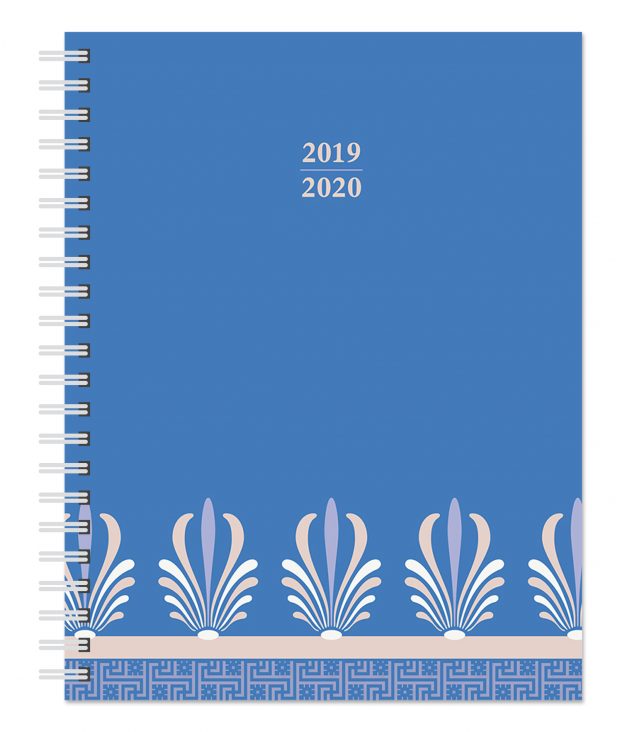 Ornamental Blue 2020 6 x 7.75 Inch Weekly 18 Months Desk Planner by Plato, Planning Stationery