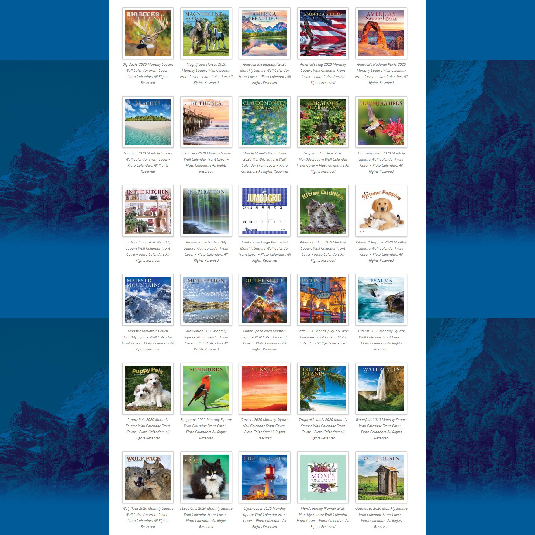 2020 Product Thumbnails – Art Gallery in Thumbnail Size | Plato Calendars