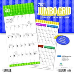 Jumbo Grid Large Print 2020 12 x 12 Inch Monthly Square Wall Calendar with Foil Stamped Cover by Plato, Easy to See with Large Font