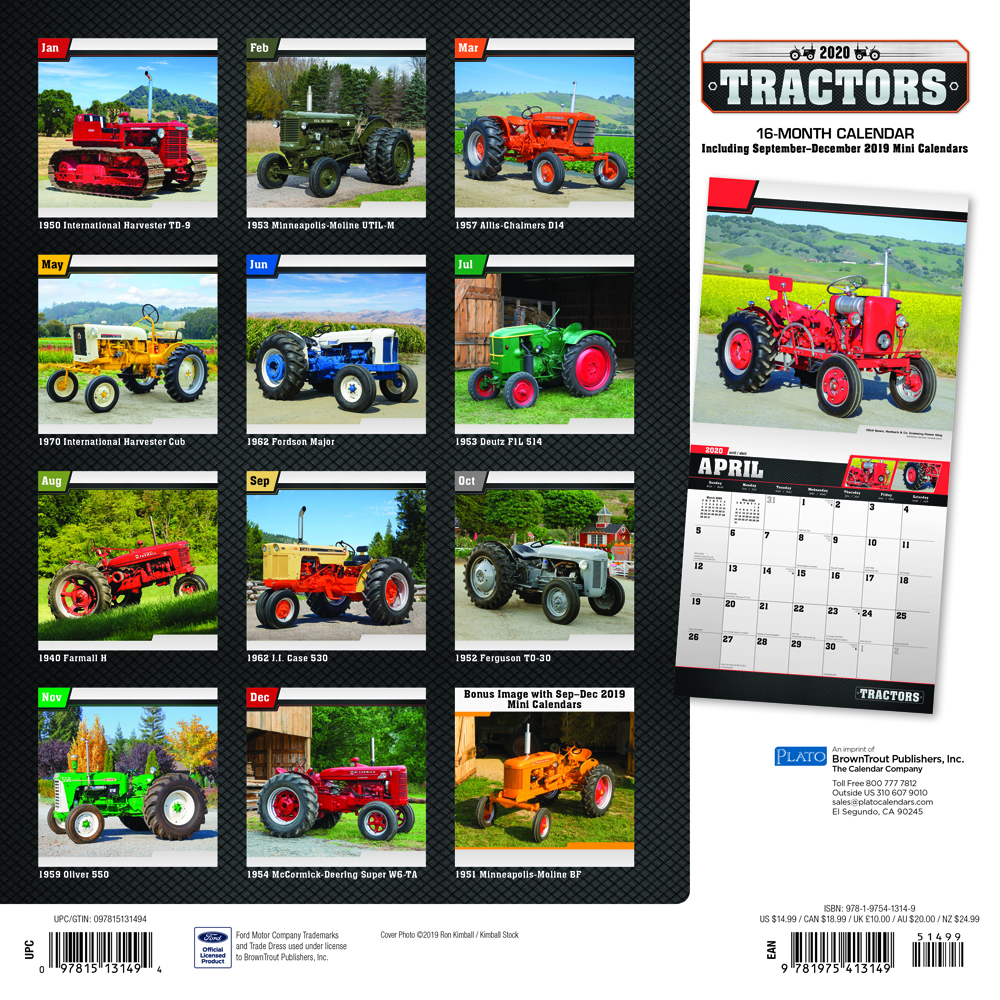 Tractors 2020 Square Wall Calendar by Plato | Plato Calendars