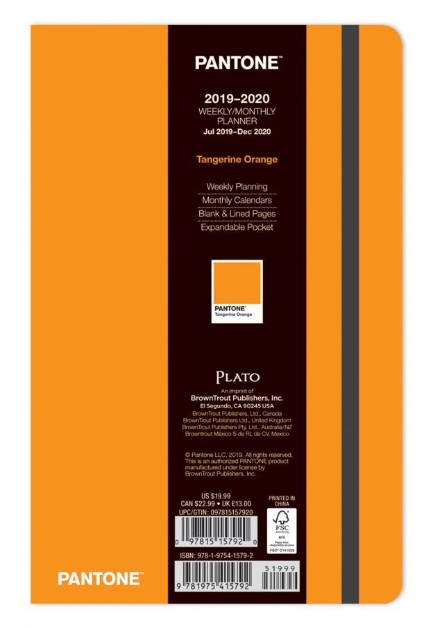 Pantone™ 2020 5.25 x 8.25 Inch Fashion Planner 18 Months Compact Weekly from Plato™ Tangerine Orange