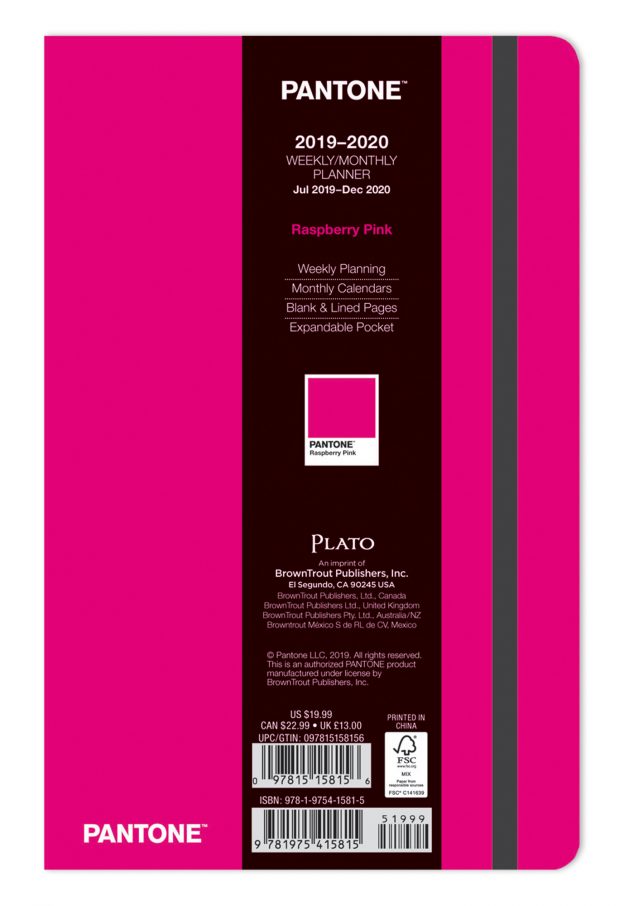 Pantone™ 2020 5.25 x 8.25 Inch Fashion Planner 18 Months Compact Weekly from Plato™ Raspberry Pink