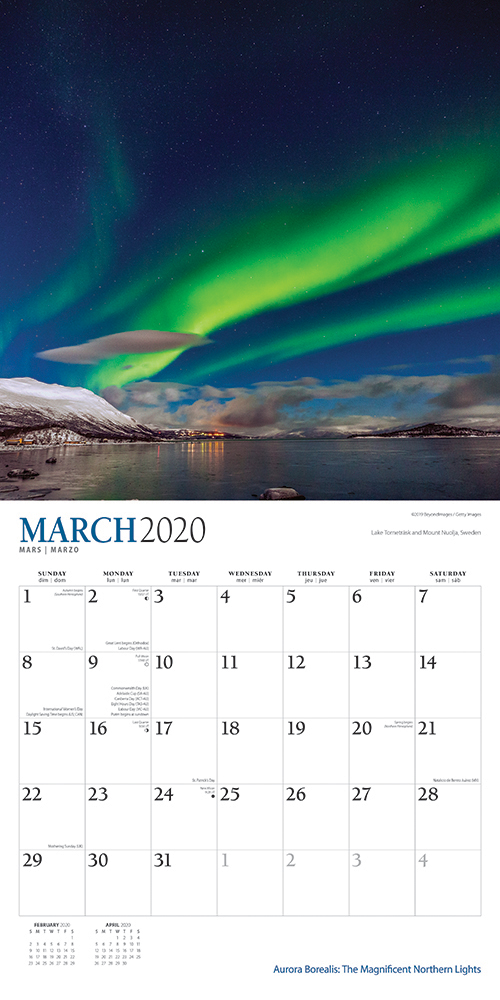 Envision trug Mockingbird Aurora Borealis: The Magnificent Northern Lights 2020 Square Wall Calendar  by Plato | Plato Calendars