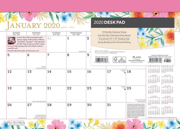 Bonnie Marcus 2020 14 x 10 Inch Monthly Desk Pad Calendar by Plato, Fashion Designer Stationery