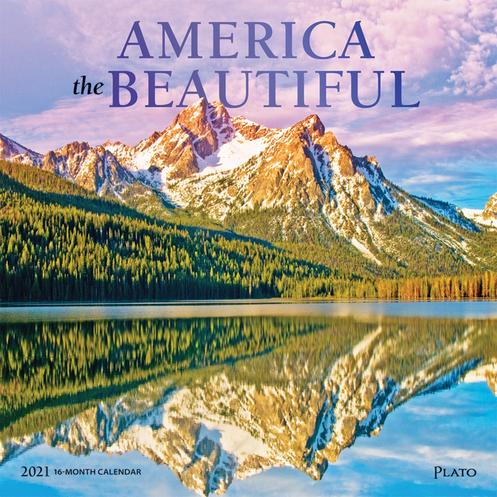 America the Beautiful 2021 12 x 12 Inch Monthly Square Wall Calendar with Foil Stamped Cover by Plato, USA United States Scenic Nature