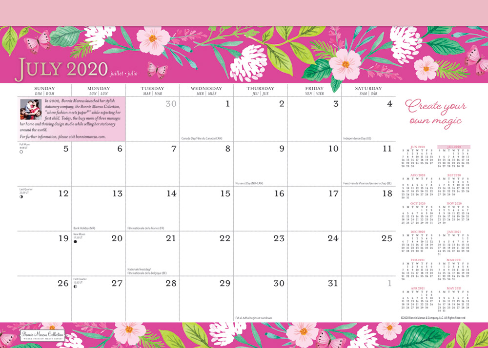 Bonnie Marcus 2021 14 x 10 Inch Monthly 18 Months Desk Pad Calendar by Plato, Fashion Designer Stationery