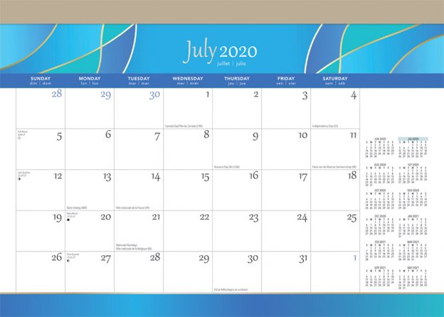 Seaside Currents 2021 14 x 10 Inch Monthly 18 Months Desk Pad Calendar by Plato, Ocean Sea Beach Art Design