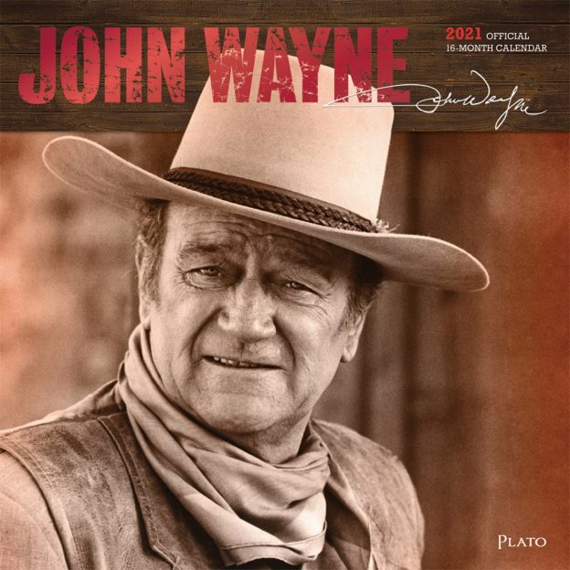 John Wayne 2021 12 x 12 Inch Monthly Square Wall Calendar with Foil Stamped Cover by Plato, USA American Actor Celebrity Country