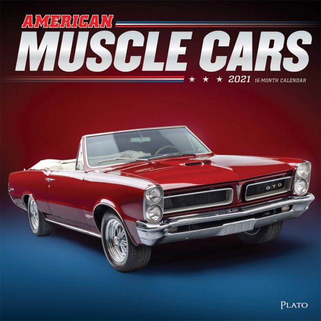 American Muscle Cars 2021 12 x 12 Inch Monthly Square Wall Calendar with Foil Stamped Cover by Plato, USA Motor Ford Chevrolet Chrysler Oldsmobile Pontiac