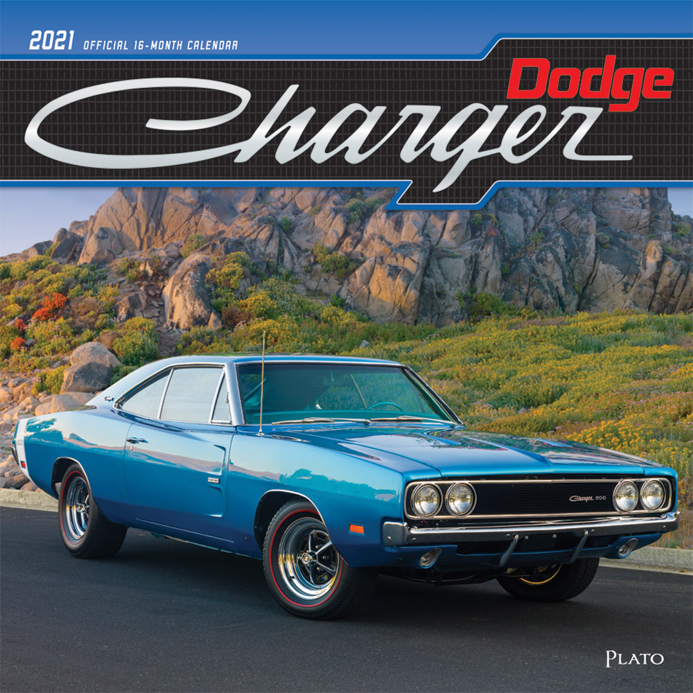 Dodge Charger 2021 12 x 12 Inch Monthly Square Wall Calendar with Foil Stamped Cover by Plato, American Muscle Motor Car