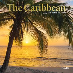 The Caribbean 2021 7 x 7 Inch Monthly Mini Wall Calendar with Foil Stamped Cover by Plato, Travel Nature Beach Tropical