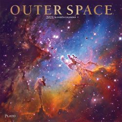 Outer Space 2021 12 x 12 Inch Monthly Square Wall Calendar with Foil Stamped Cover by Plato, Universe Cosmos Inspiration