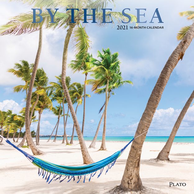 By the Sea 2021 12 x 12 Inch Monthly Square Wall Calendar with Foil Stamped Cover by Plato, Waves Sun Clear Blue Sky