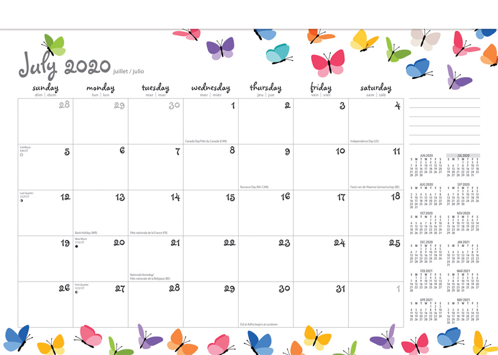 Happy Hues 2021 14 x 10 Inch 18 Months Monthly Desk Pad Calendar by Plato, Fashion Designer Stationery