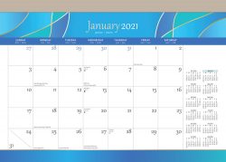 Seaside Currents 2021 14 x 10 Inch Monthly Desk Pad Calendar by Plato, Ocean Sea Beach Art Design