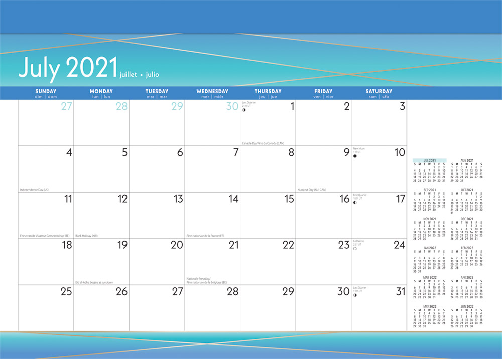 Seaside Currents 2022 14 x 10 Inch 18 Months Monthly Desk Pad Calendar by Plato, Ocean Sea Beach Art Design