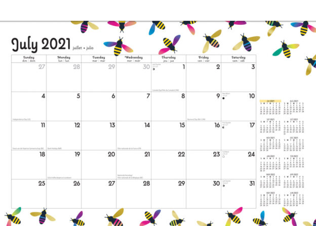 Busy Bees 2022 14 x 10 Inch 18 Months Monthly Desk Pad Calendar by Plato, Planning Stationery