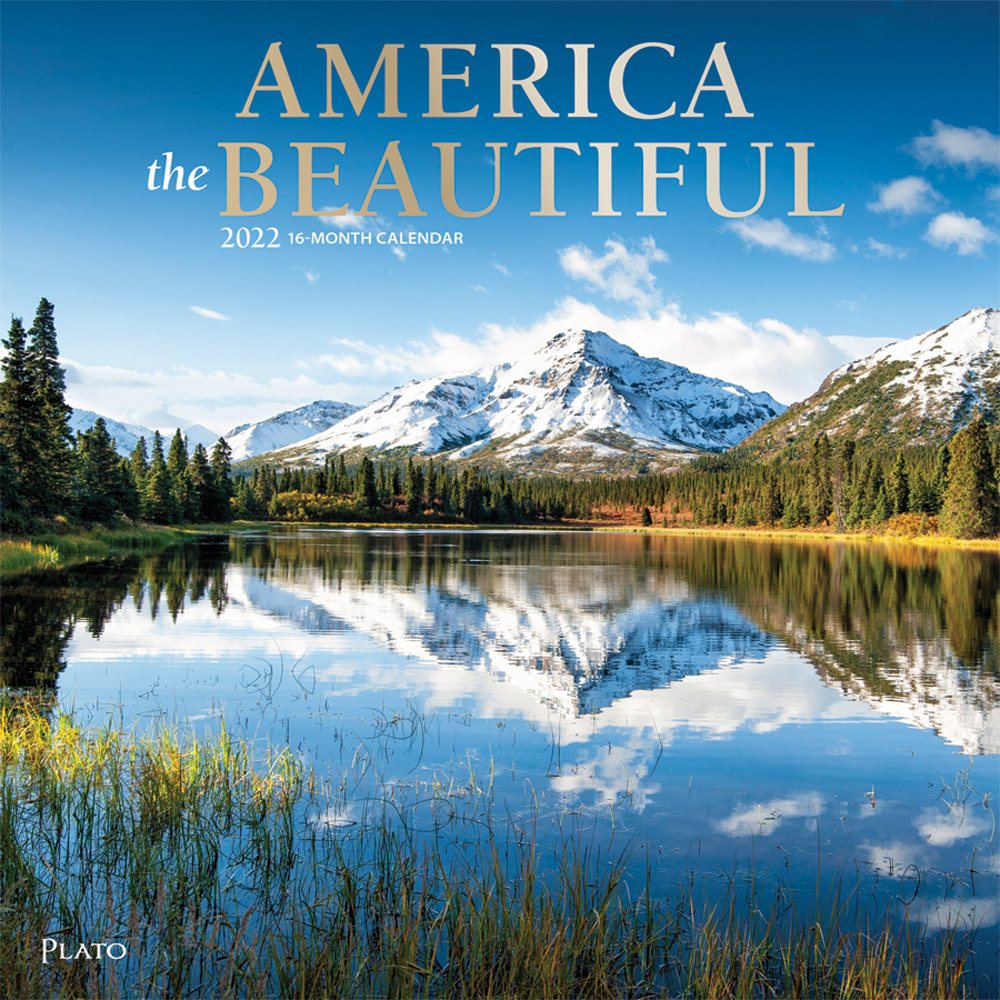 America the Beautiful 2022 12 x 12 Inch Monthly Square Wall Calendar with Foil Stamped Cover by Plato, USA United States Scenic Nature