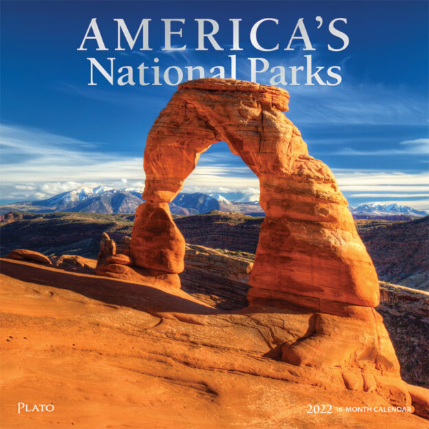 America's National Parks 2022 12 x 12 Inch Monthly Square Wall Calendar with Foil Stamped Cover by Plato, Yosemite Yellowstone