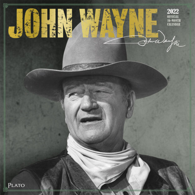 John Wayne OFFICIAL 2022 12 x 12 Inch Monthly Square Wall Calendar with Foil Stamped Cover by Plato, USA American Actor Celebrity Country