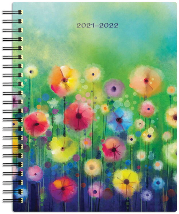 Floral Fireworks 2022 6 x 7.75 Inch 18 Months Weekly Desk Planner with Foil Stamped Cover by Plato, Planning Stationery