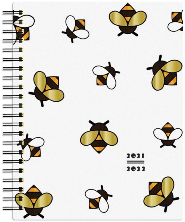 Busy Bees 2022 6 x 7.75 Inch 18 Months Weekly Desk Planner with Foil Stamped Cover by Plato, Planning Stationery