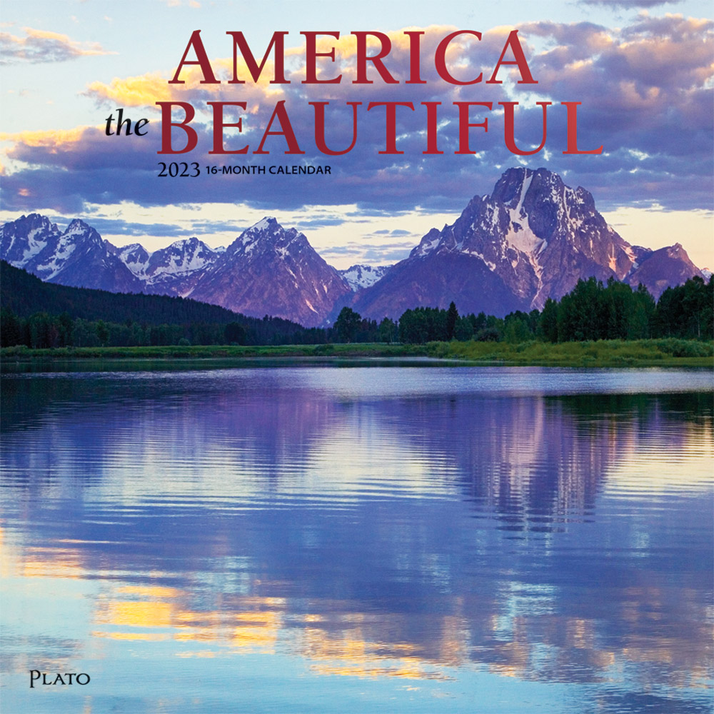 America the Beautiful | 2023 12 x 24 Inch Monthly Square Wall Calendar | Foil Stamped Cover | Plato | USA United States Scenic Nature
