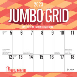Jumbo Grid Large Print | 2023 12 x 24 Inch Monthly Square Wall Calendar | Foil Stamped Cover | Plato | Easy to See Large Font