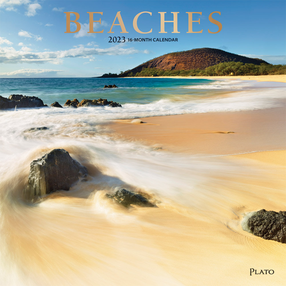 Beaches | 2023 12 x 24 Inch Monthly Square Wall Calendar | Foil Stamped Cover | Plato | Travel Nature Tropical