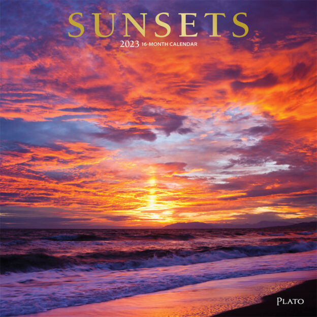 Sunsets | 2023 12 x 24 Inch Monthly Square Wall Calendar | Foil Stamped Cover | Plato | Nature Photography Science